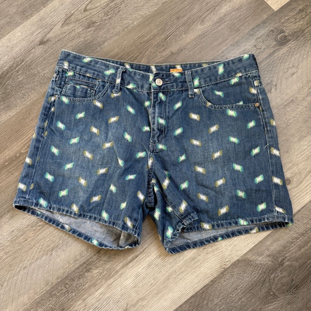 Anthropologie Pilcro Shorts 32 Waist Artstroke Print Boho Cotton Linen - Picture 2 of 12
